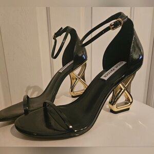 Steve Madden Black Heels with Gold Accents